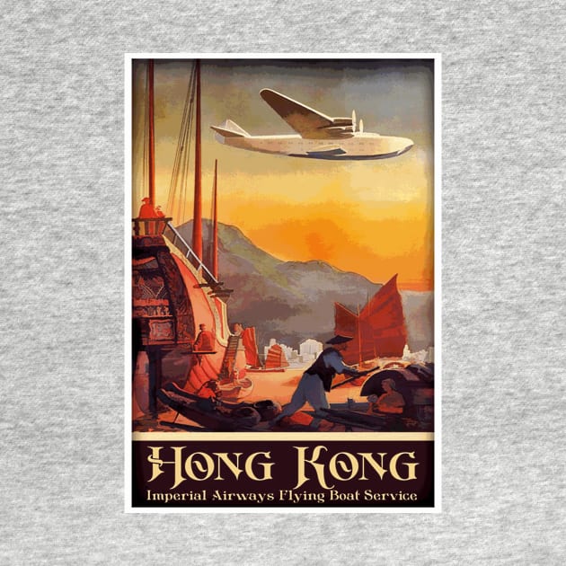 Hong Kong, Imperial Flying Boat Service - Vintage Travel Poster Design by Naves